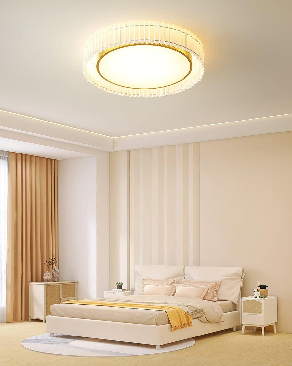 Erixel Plafonnier Ronde Plissée en Tissu-Cielum