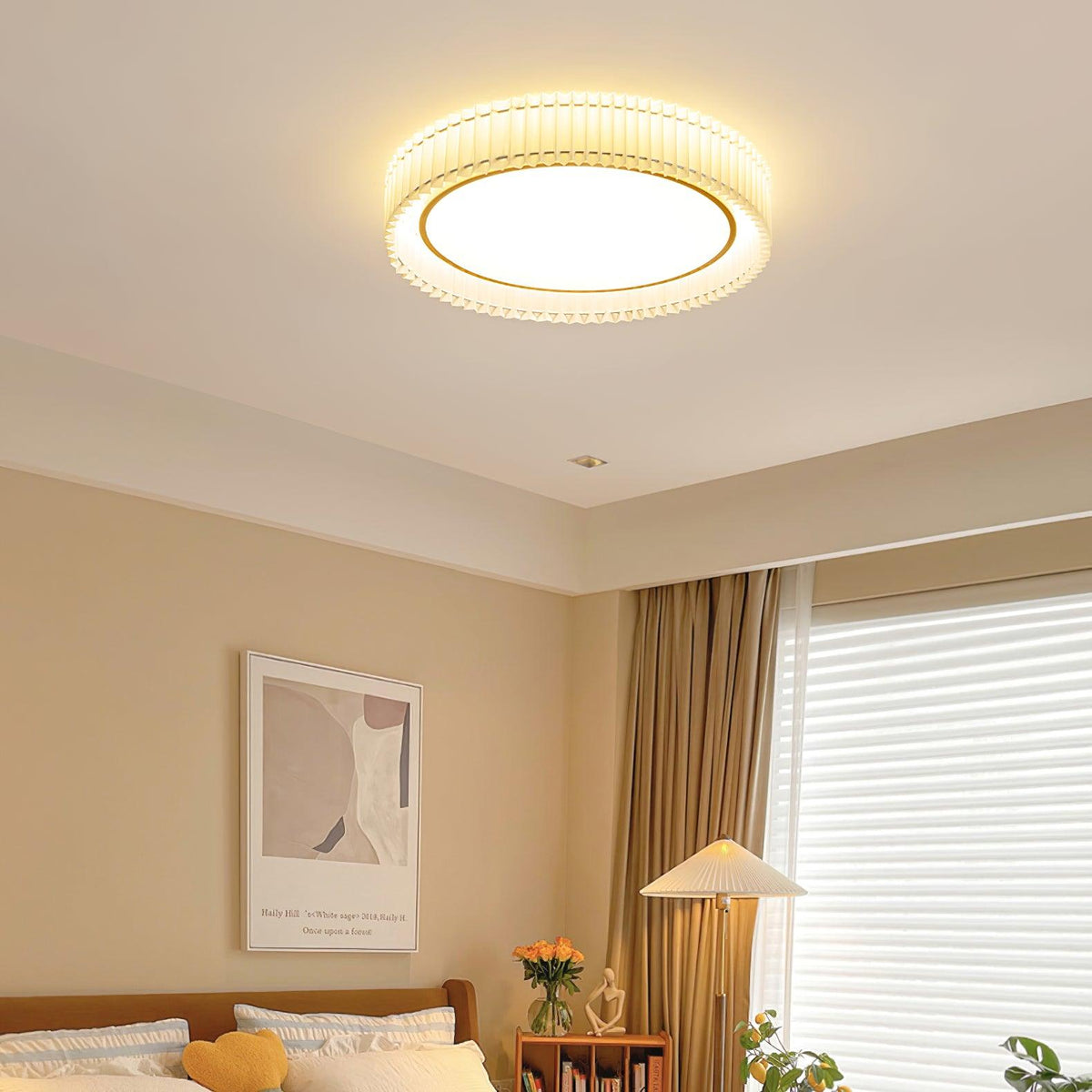 Erixel Plafonnier Ronde Plissée en Tissu-Cielum