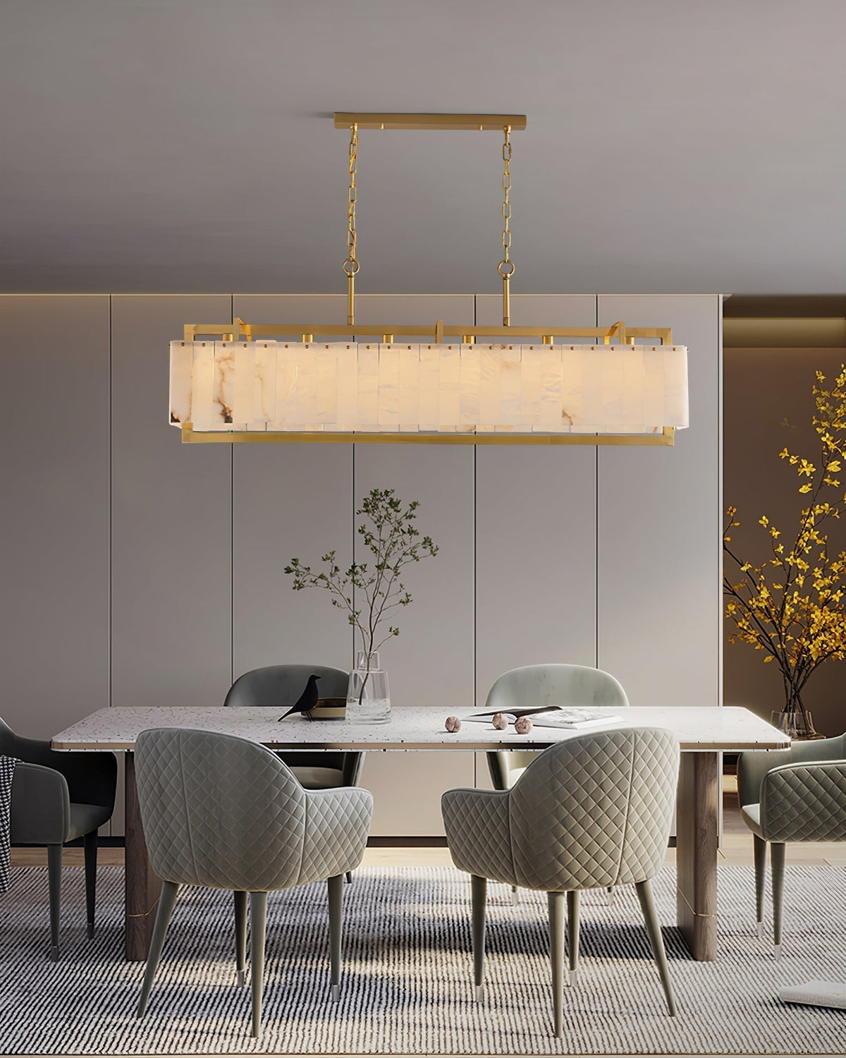 Ruben Chandelier Alabaster Rectangular Luxe-Neutral Decor