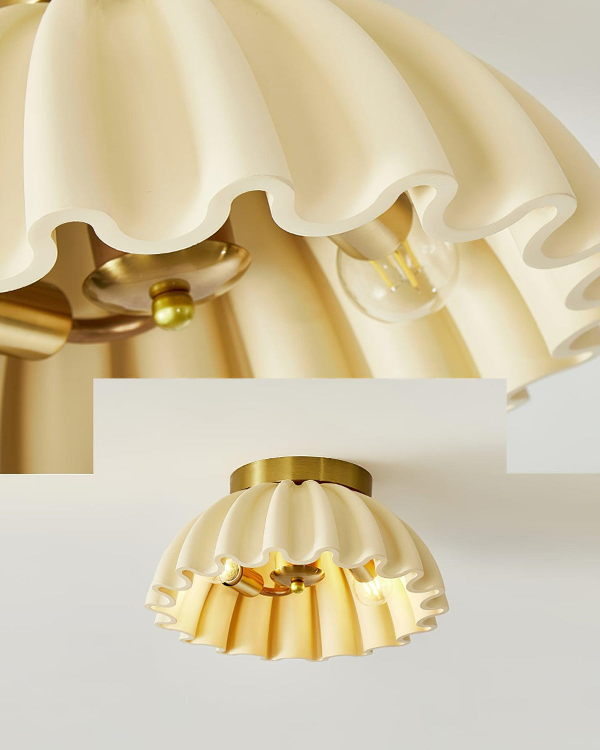 Ceiling Light HDPE Ruffle Canopy Metal Body Modern Minimalist-Neutral Decor
