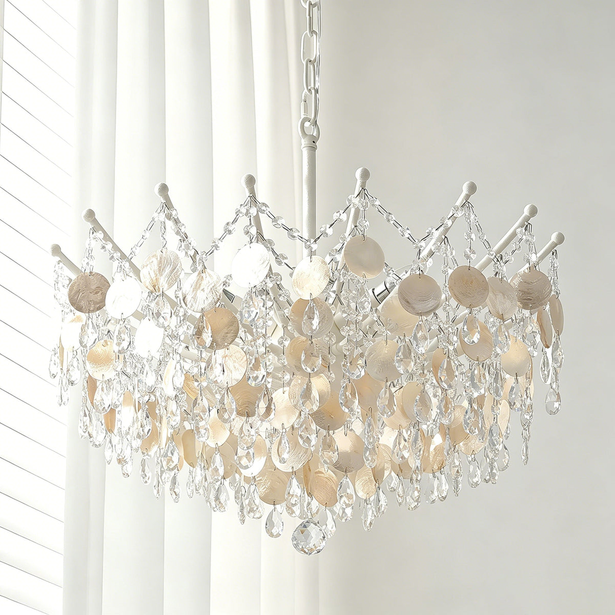 The texture and translucency of the capiz shells illuminated from within.