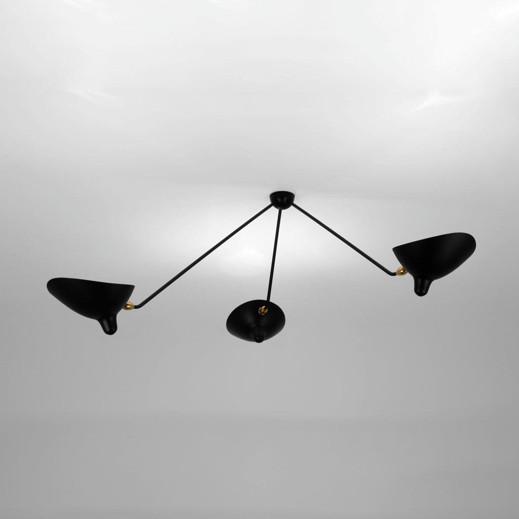 Rixor Plafonnier Trois Bras Noir Sculptural-Cielum
