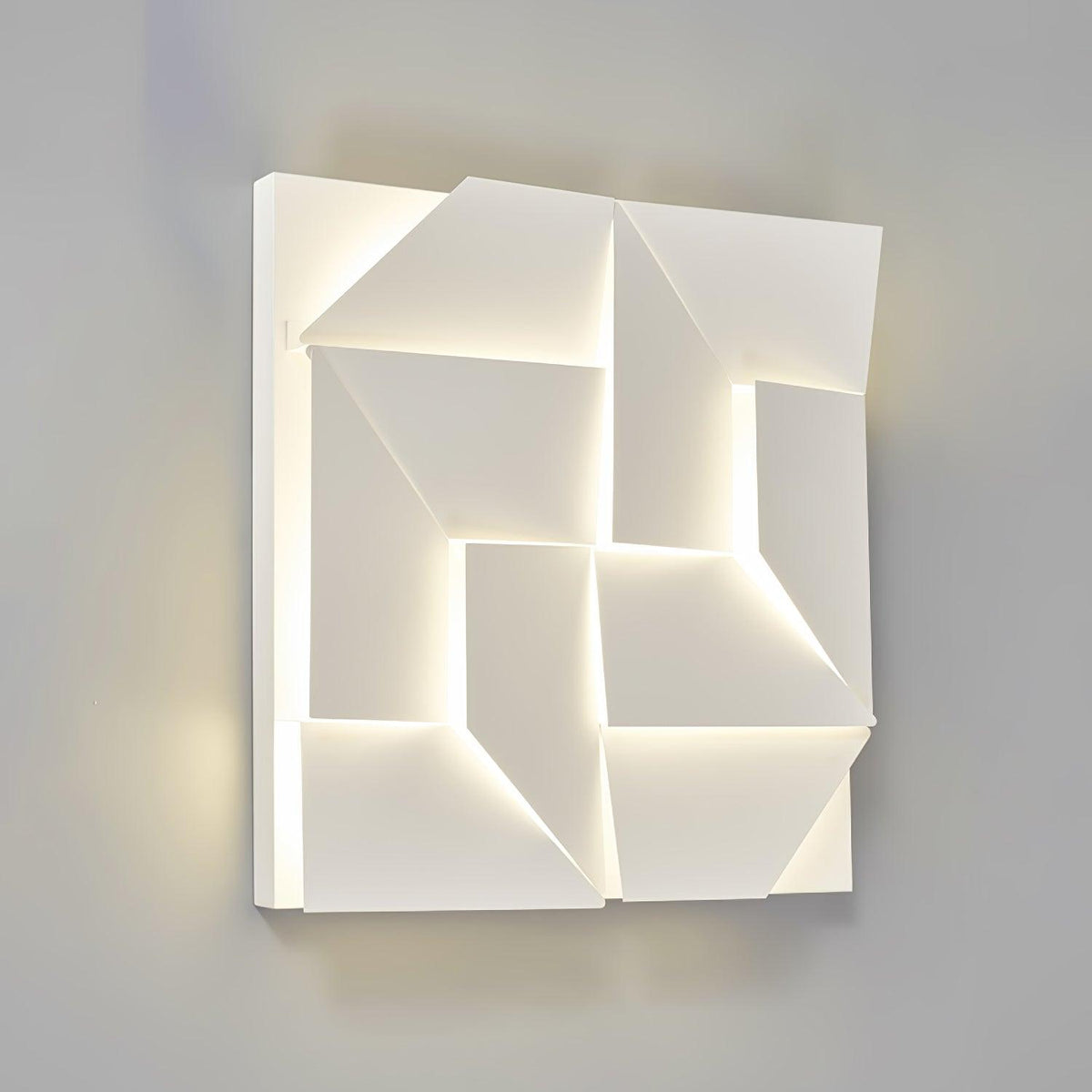 Wall Lamp 3D Geometric Panels Layered Light Art Remote Dimming Modern-Neutral Decor
