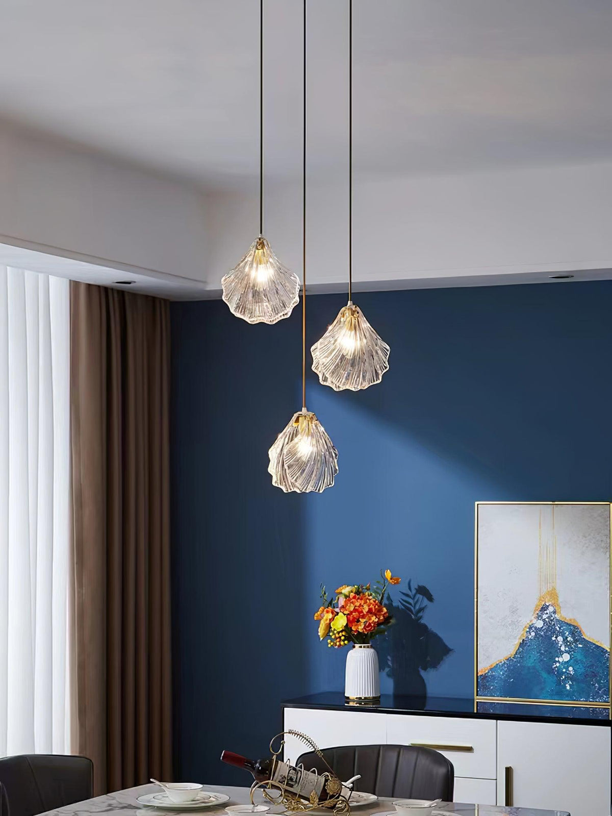 Seloq Suspension en Verre Coquillage Artistique Élégante-Cielum