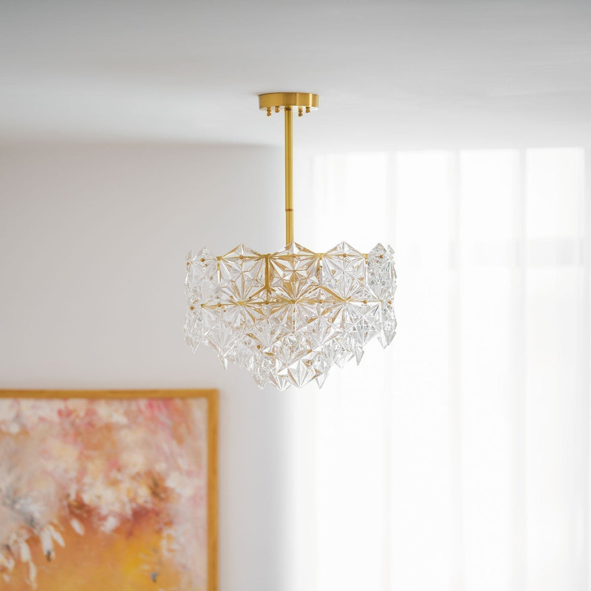 Tirixo Lustre en Verre Flocon de Neige Doré-Cielum