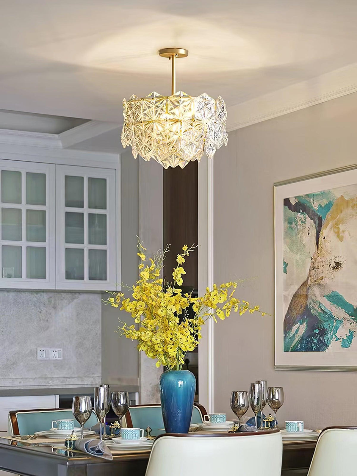 Tirixo Lustre en Verre Flocon de Neige Doré-Cielum