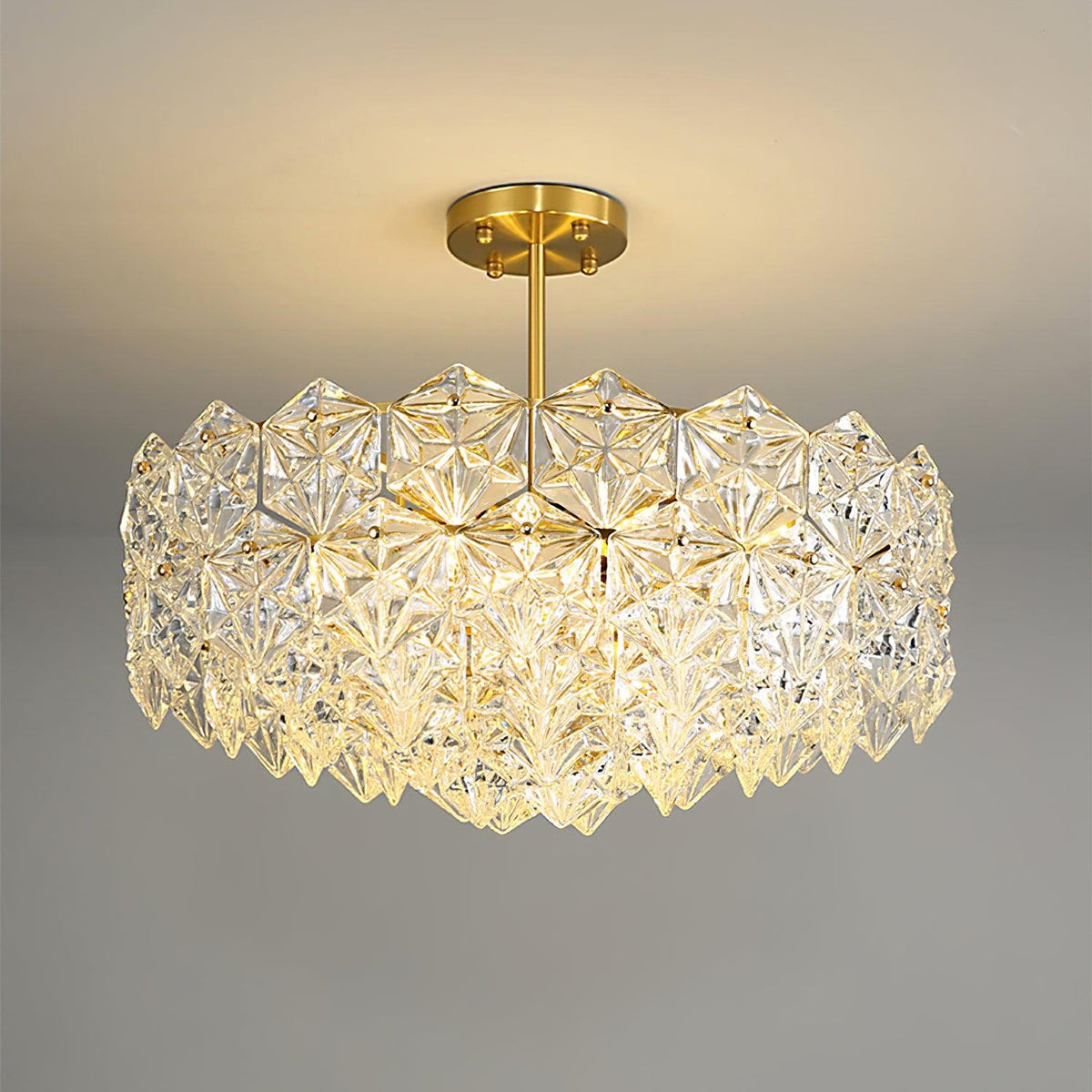 Tirixo Lustre en Verre Flocon de Neige Doré-Cielum