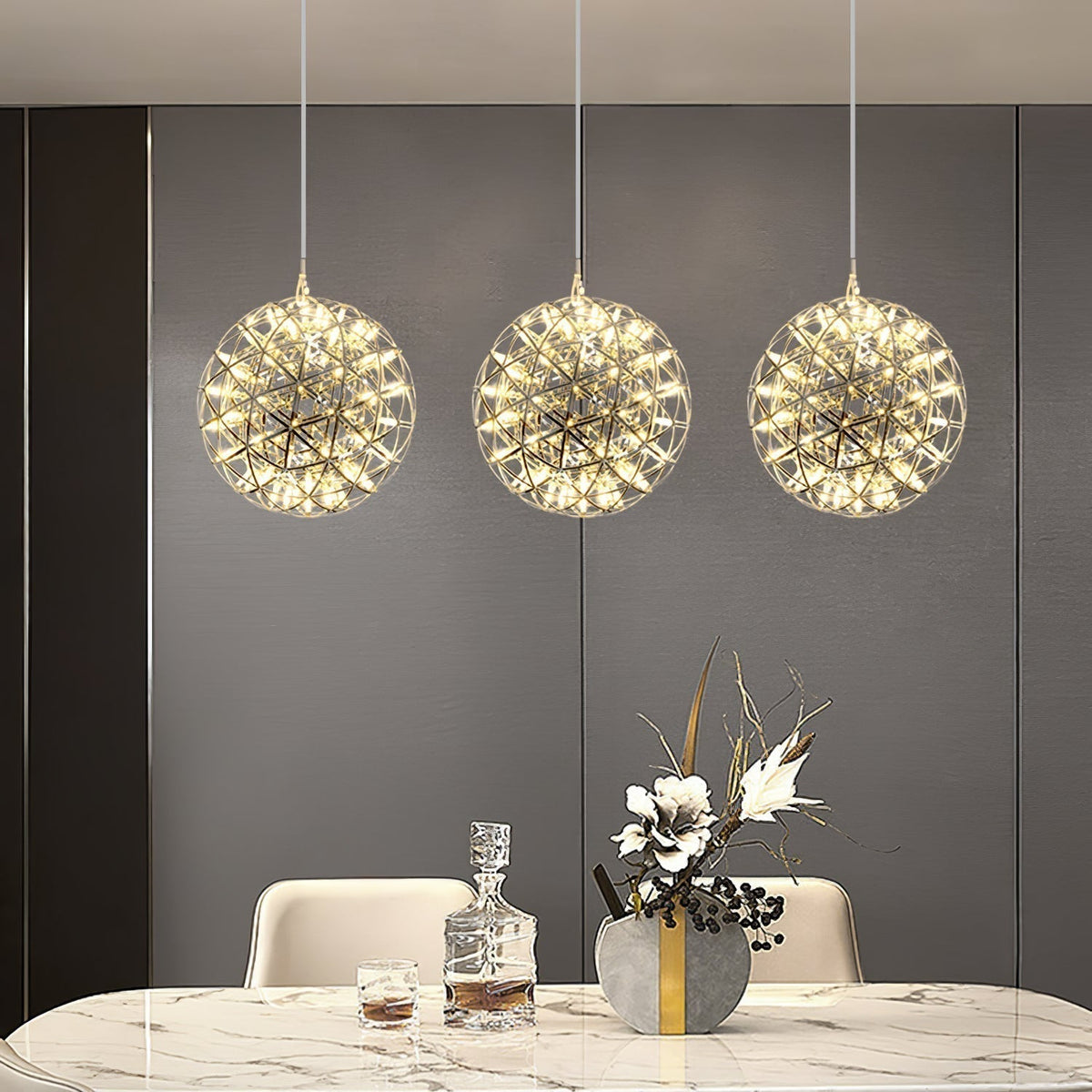 Noveno Suspension Boule Dorée de Luxe Postmoderne-Cielum