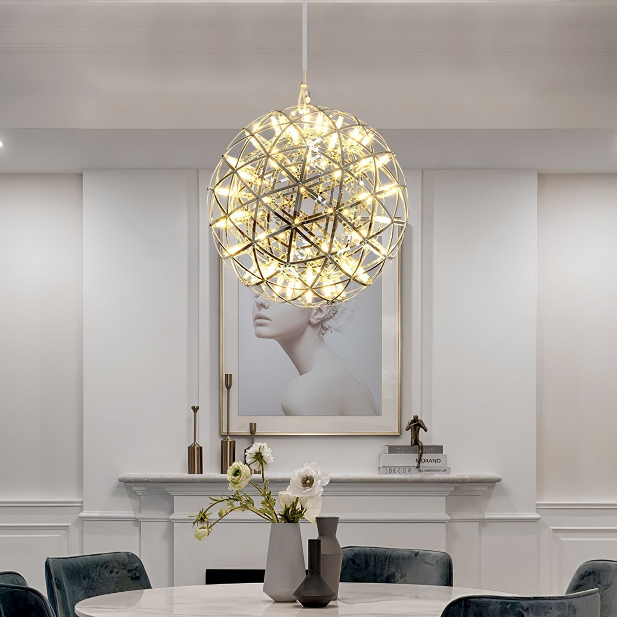 Noveno Suspension Boule Dorée de Luxe Postmoderne-Cielum
