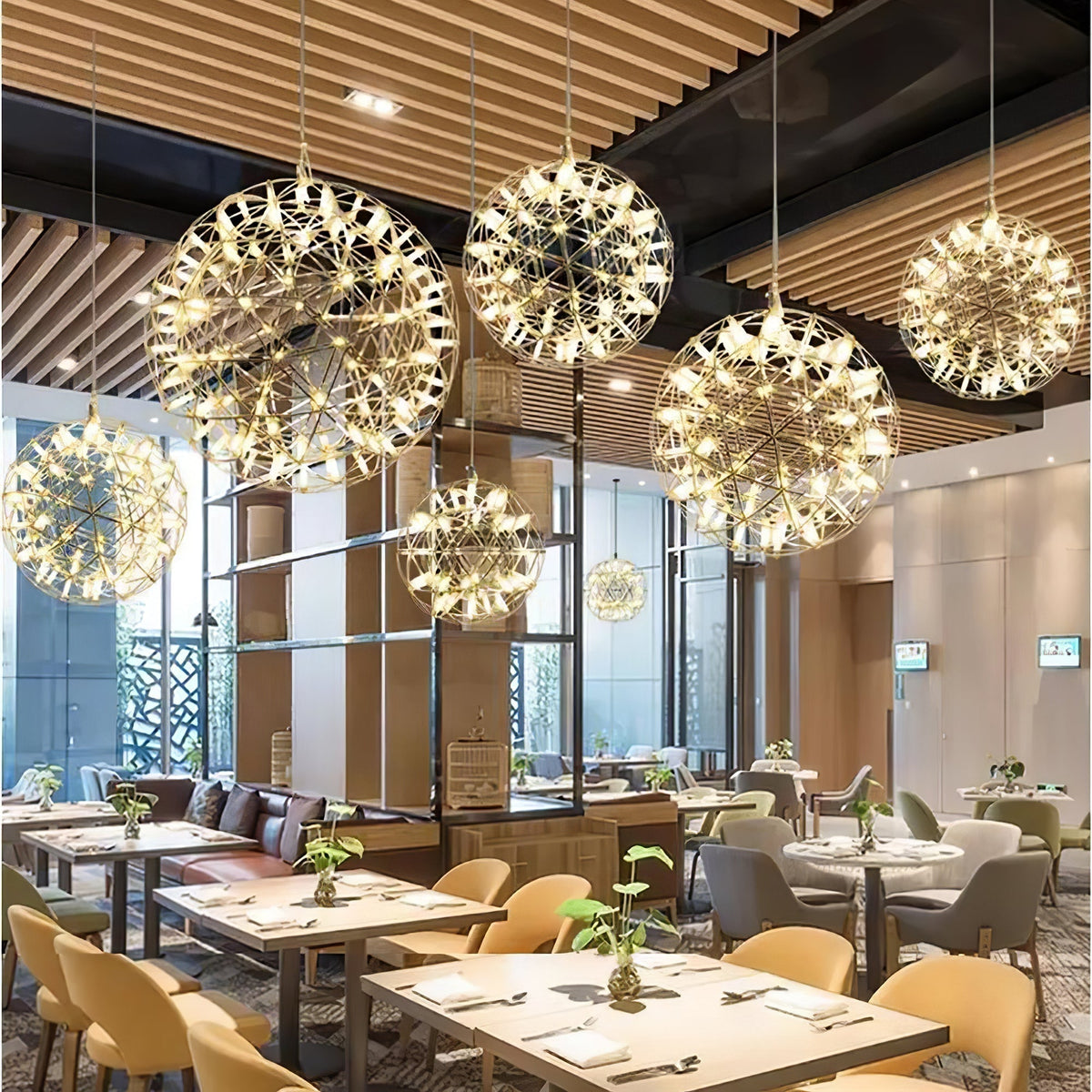 Noveno Suspension Boule Dorée de Luxe Postmoderne-Cielum