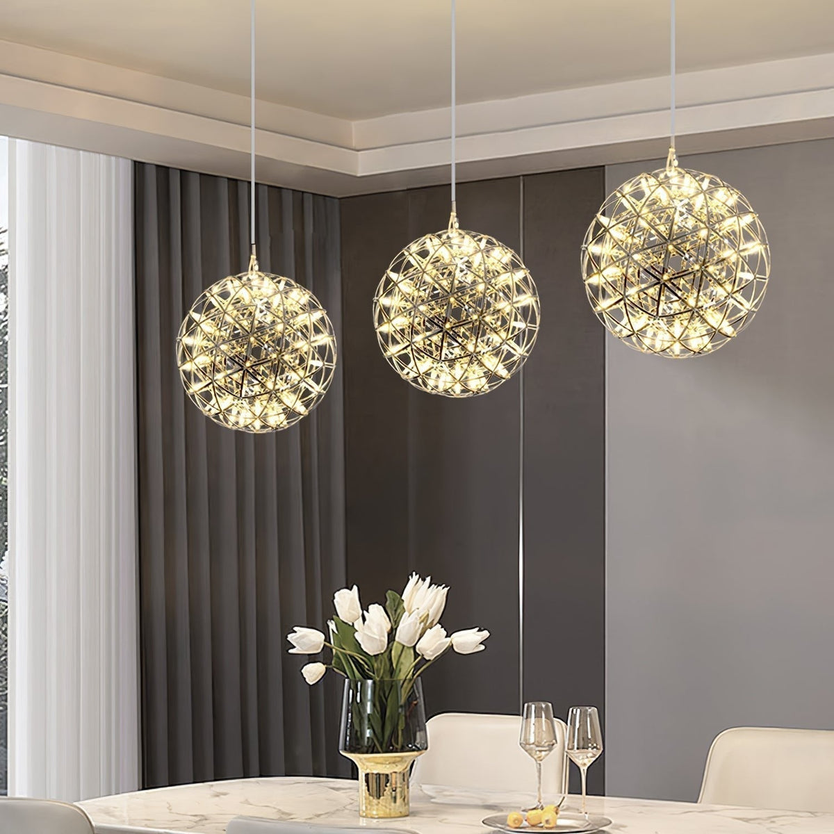 Noveno Suspension Boule Dorée de Luxe Postmoderne-Cielum