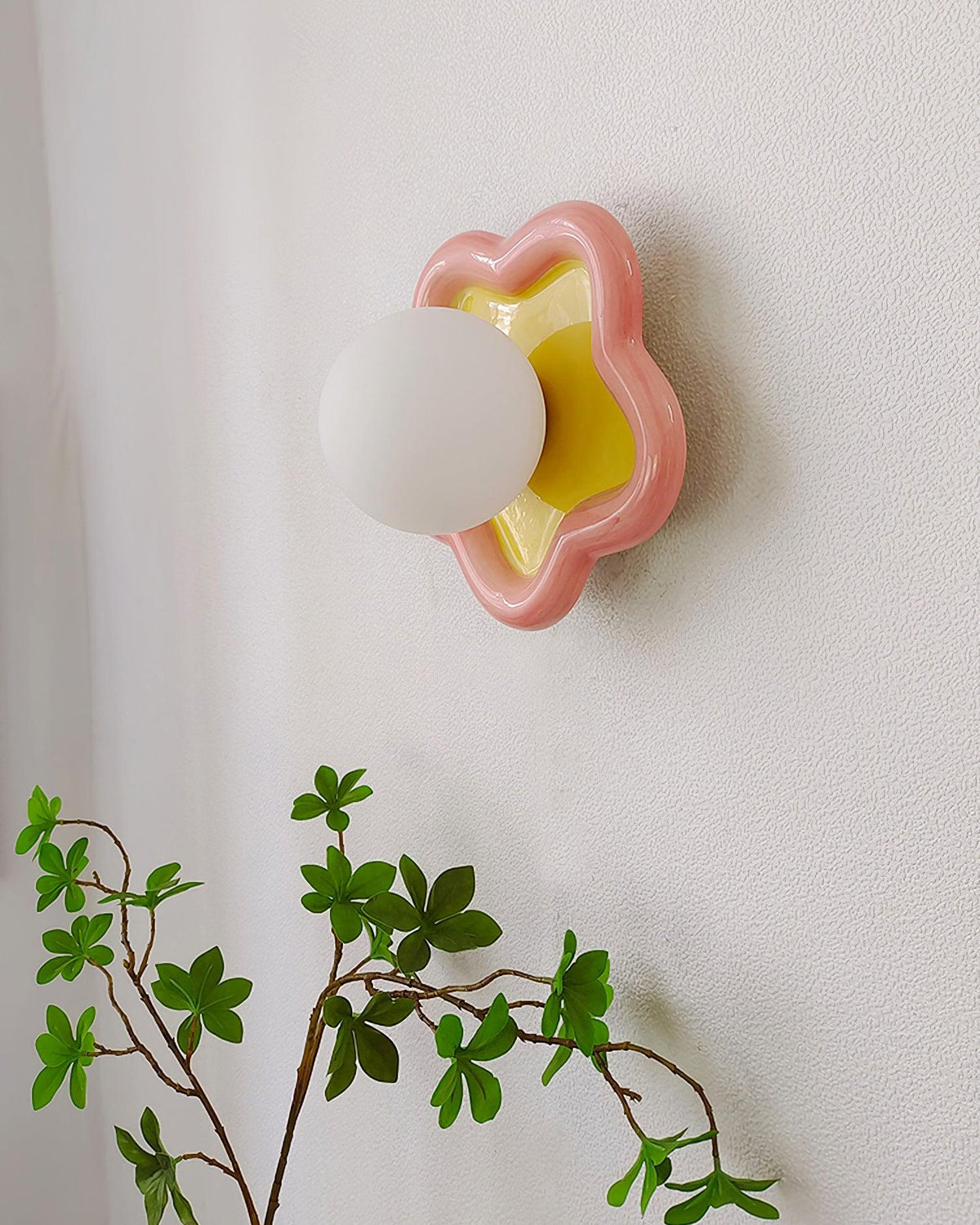 Petani Pink Yellow Flower Wall Light-Neutral Decor