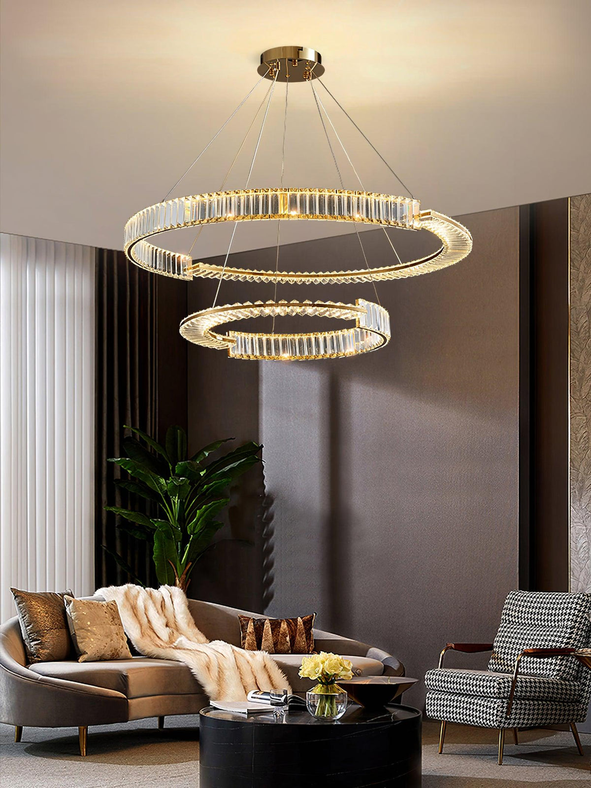 Kevely Lustre Stella Anneau Cristal LED-Cielum