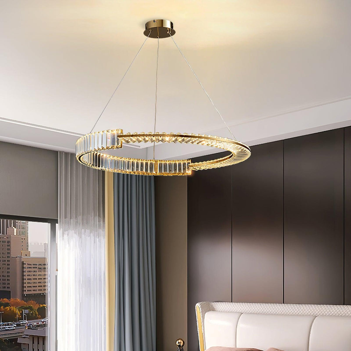 Kevely Lustre Stella Anneau Cristal LED-Cielum