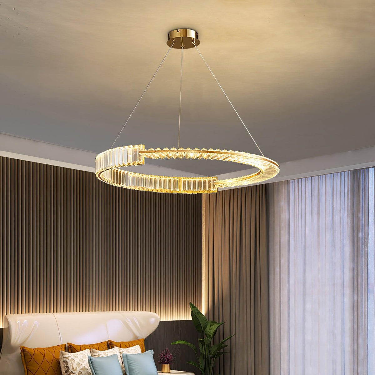 Kevely Lustre Stella Anneau Cristal LED-Cielum