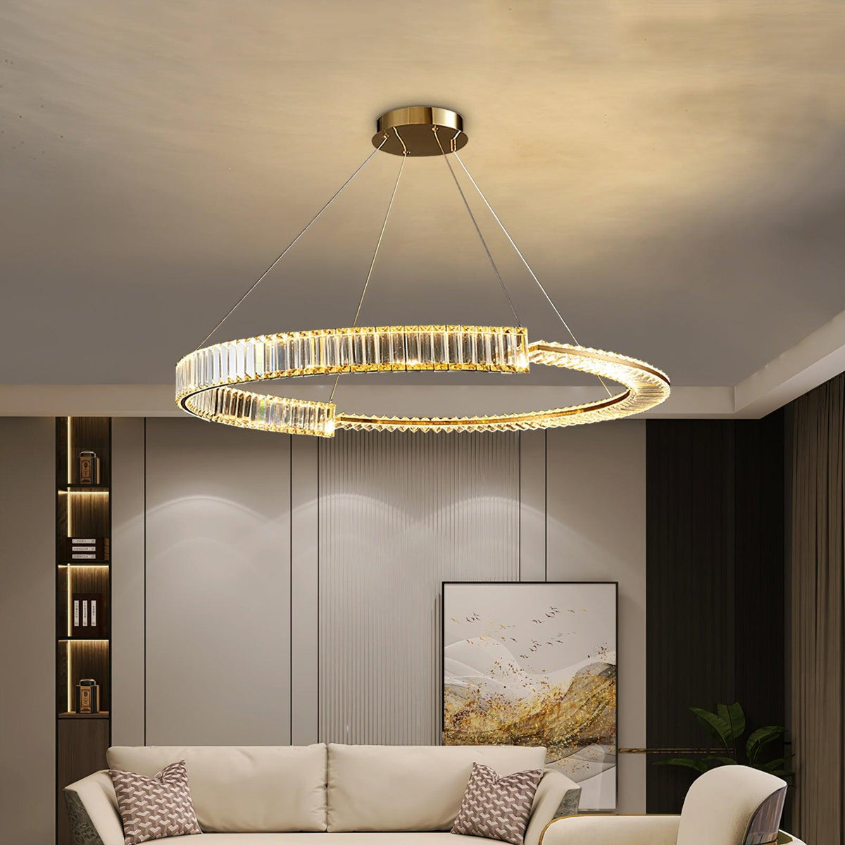 Kevely Lustre Stella Anneau Cristal LED-Cielum