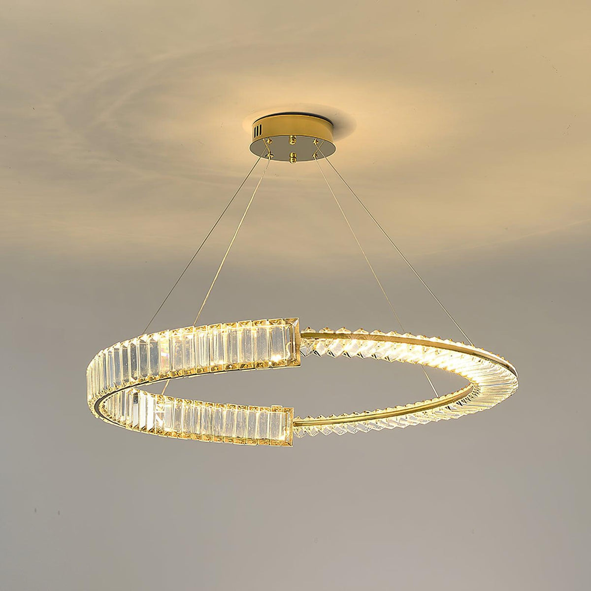 Kevely Lustre Stella Anneau Cristal LED-Cielum