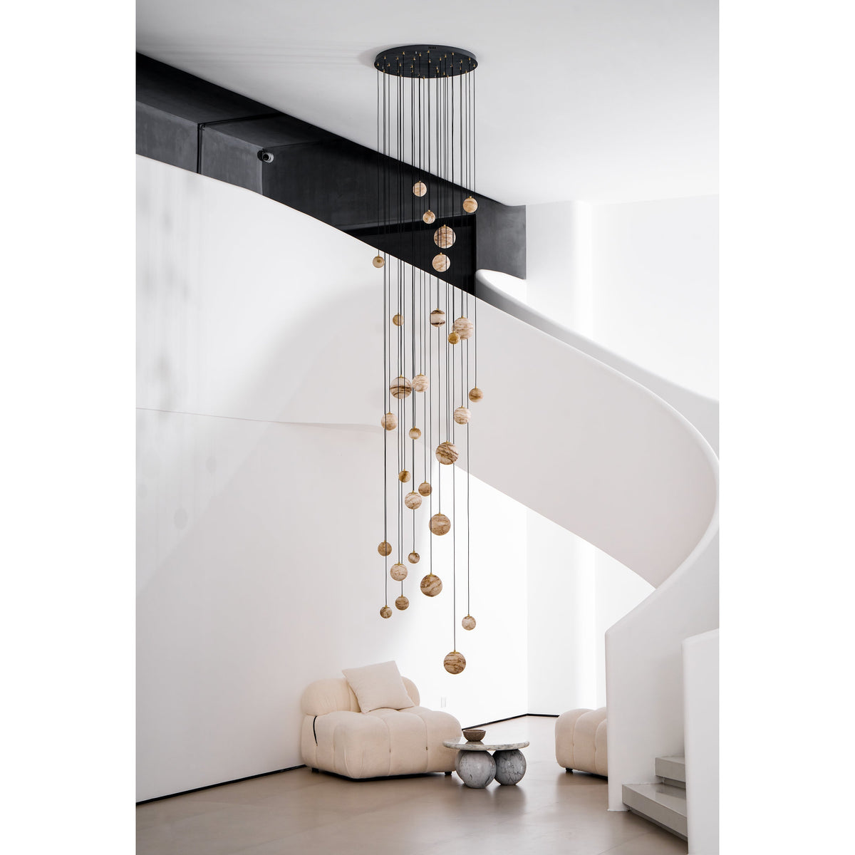 Sultana Chandelier Alabaster Cluster Orb Cascade-Neutral Decor