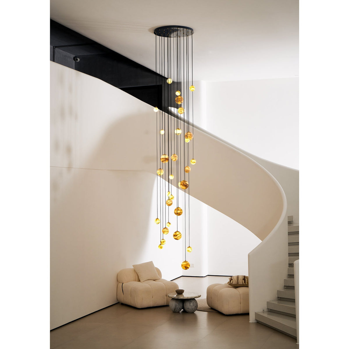 Sultana Chandelier Alabaster Cluster Orb Cascade-Neutral Decor