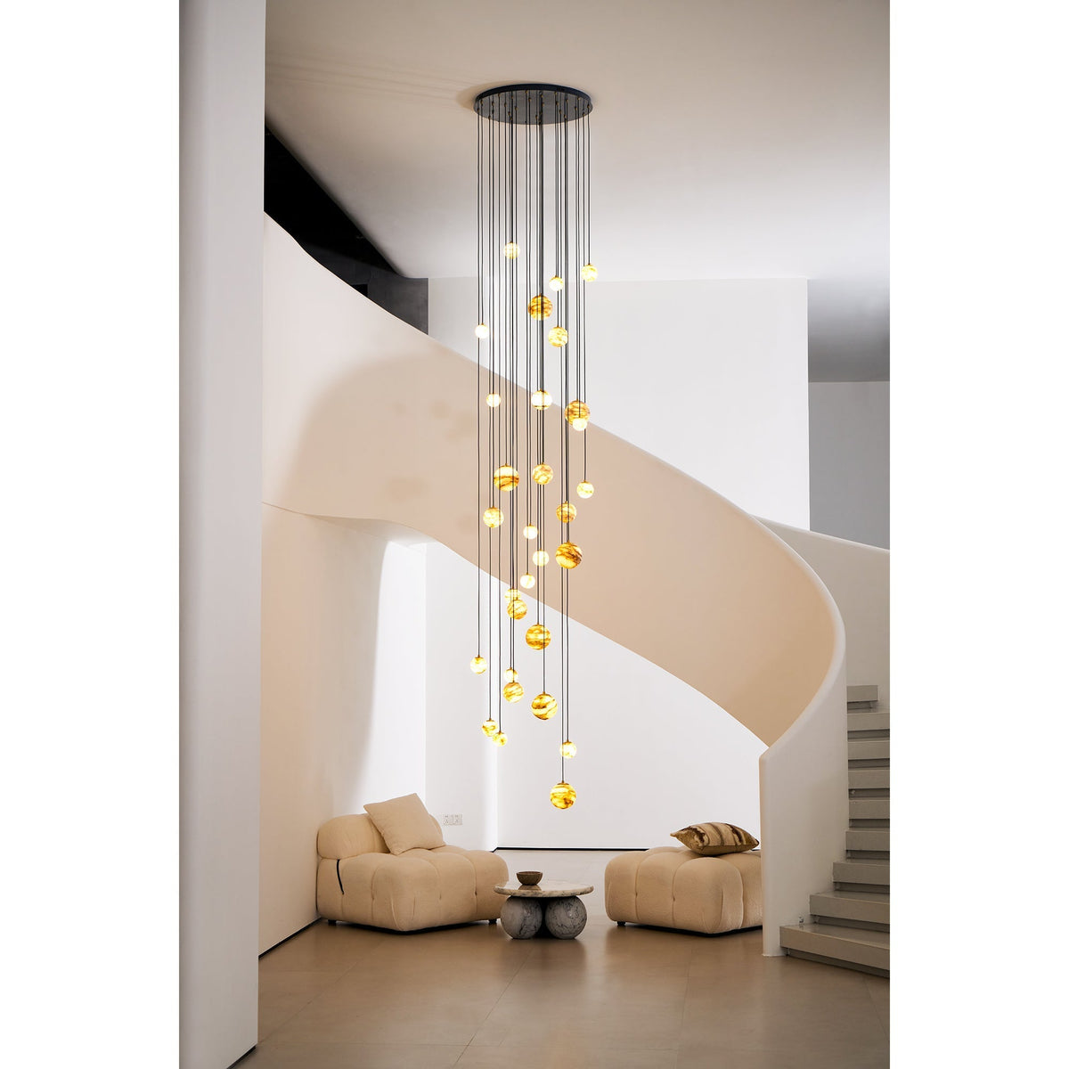 Sultana Chandelier Alabaster Cluster Orb Cascade-Neutral Decor