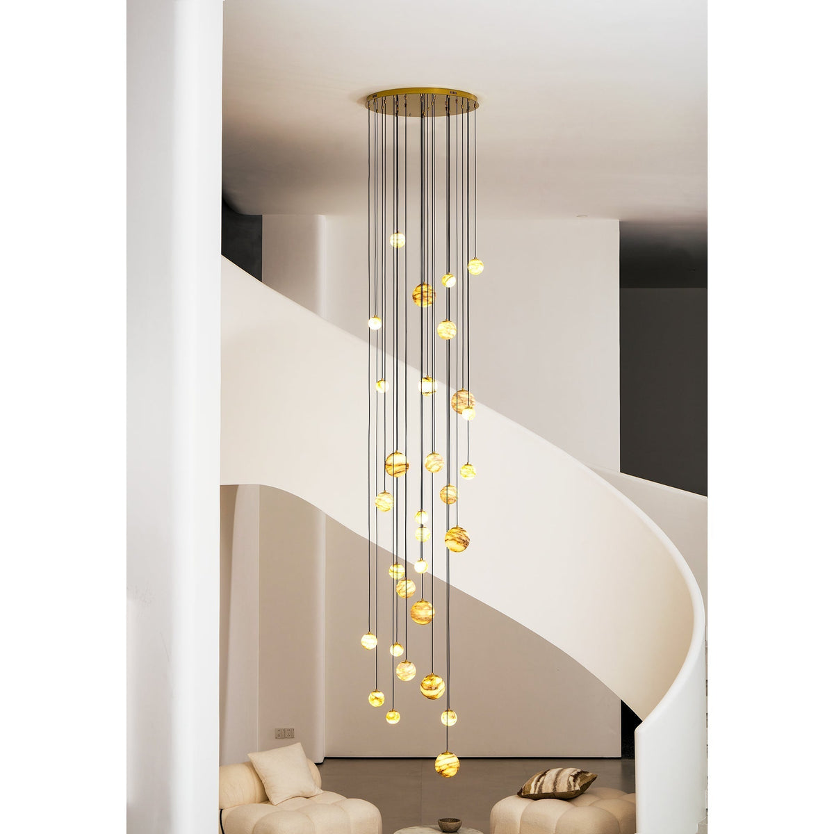 Sultana Chandelier Alabaster Cluster Orb Cascade-Neutral Decor