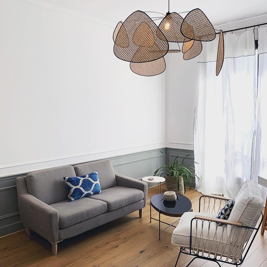 Lostel Lustre Écran Cannage Suspension Rétro-Cielum