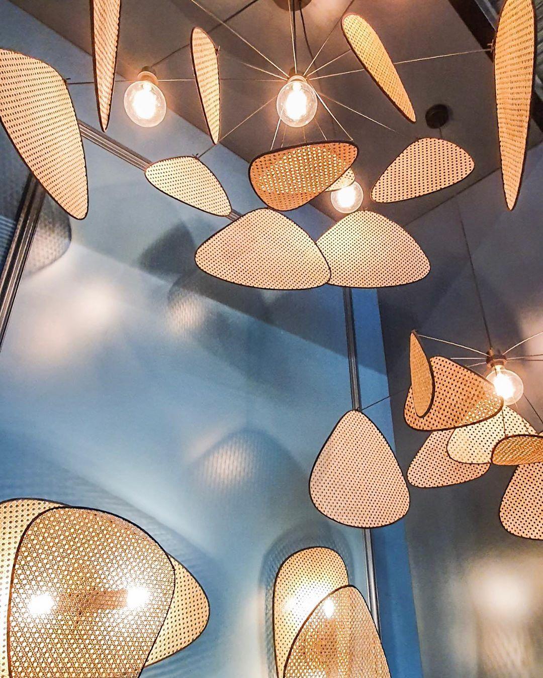 Lostel Lustre Écran Cannage Suspension Rétro-Cielum
