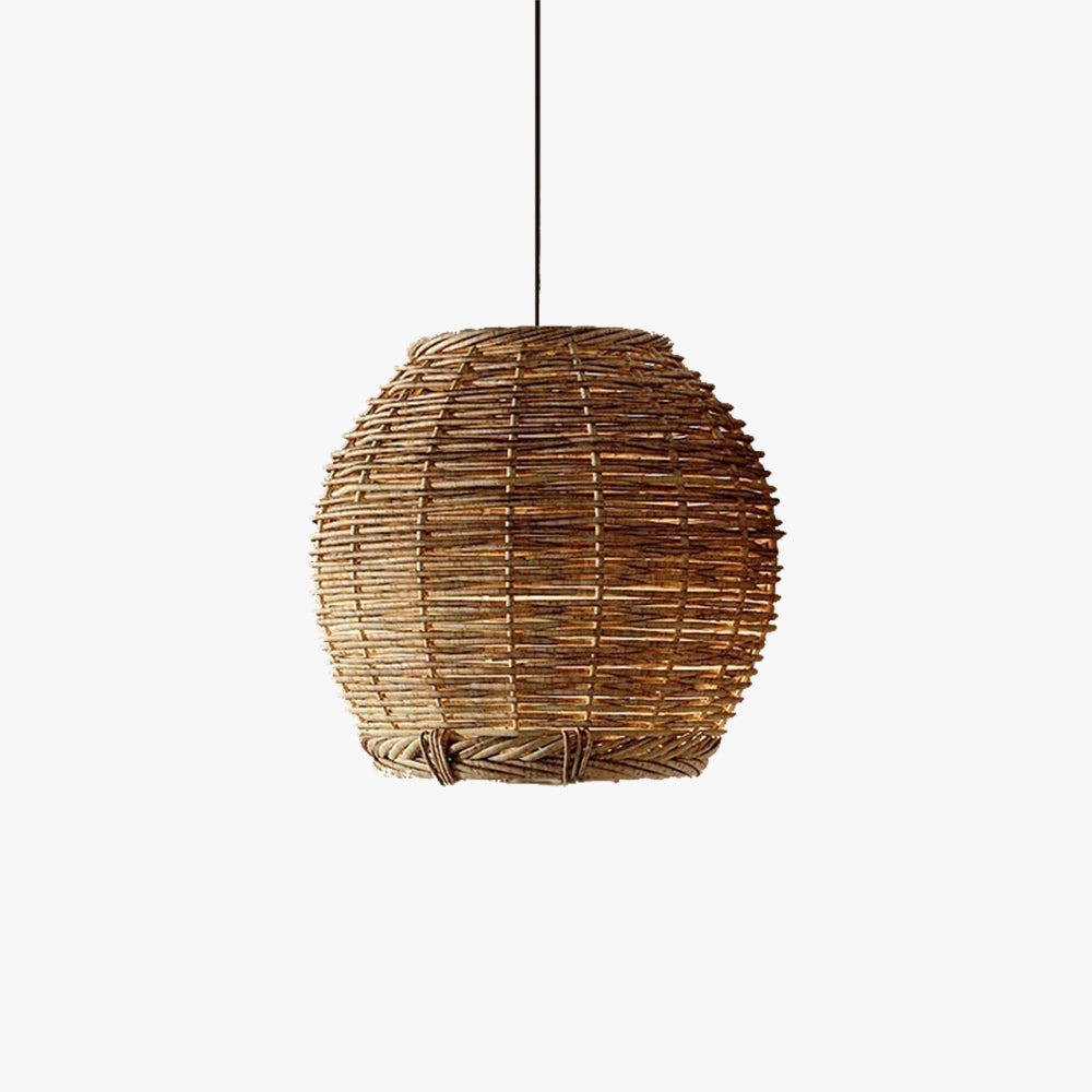 Ritta Suspension Luminaire LED Bois Rotin Salon/Salle à Manger