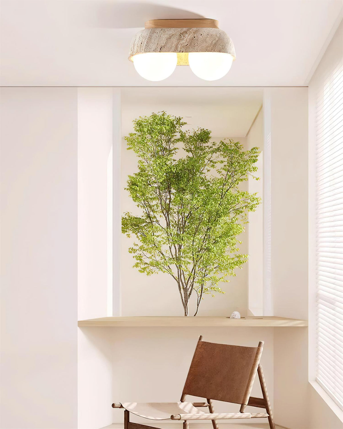 Ritta Ceiling Light Travertine Rectangular-Neutral Decor