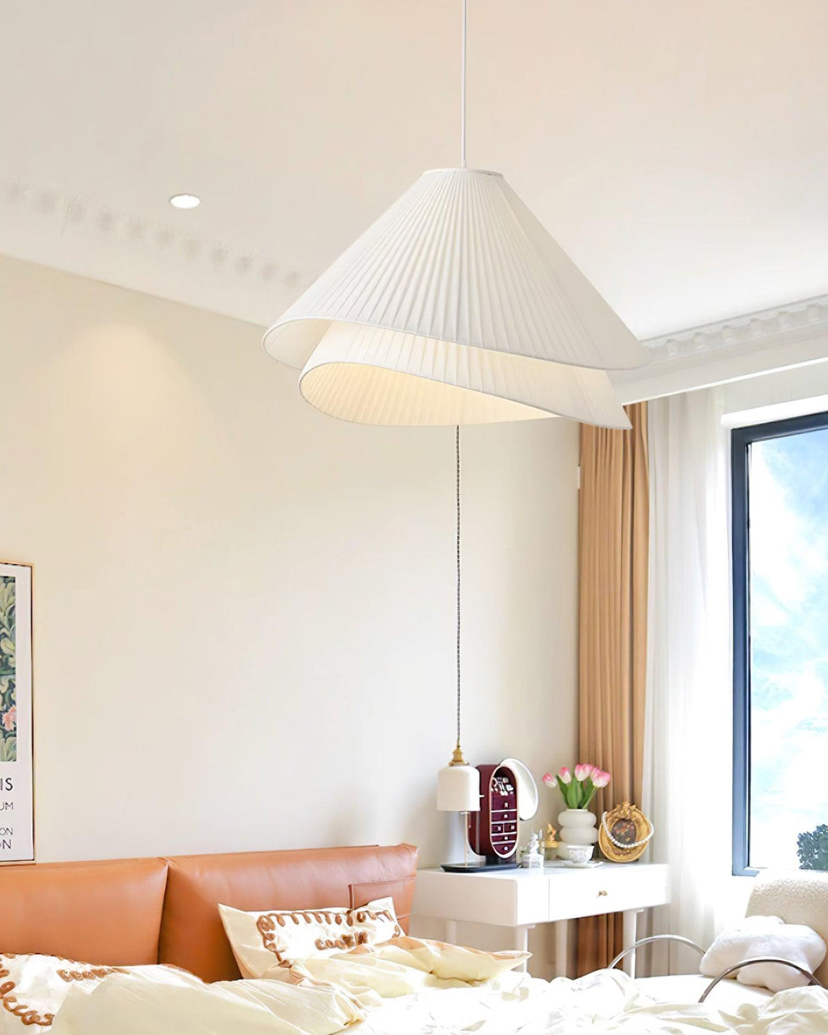 Tempo Pleated Pendant Light-Neutral Decor
