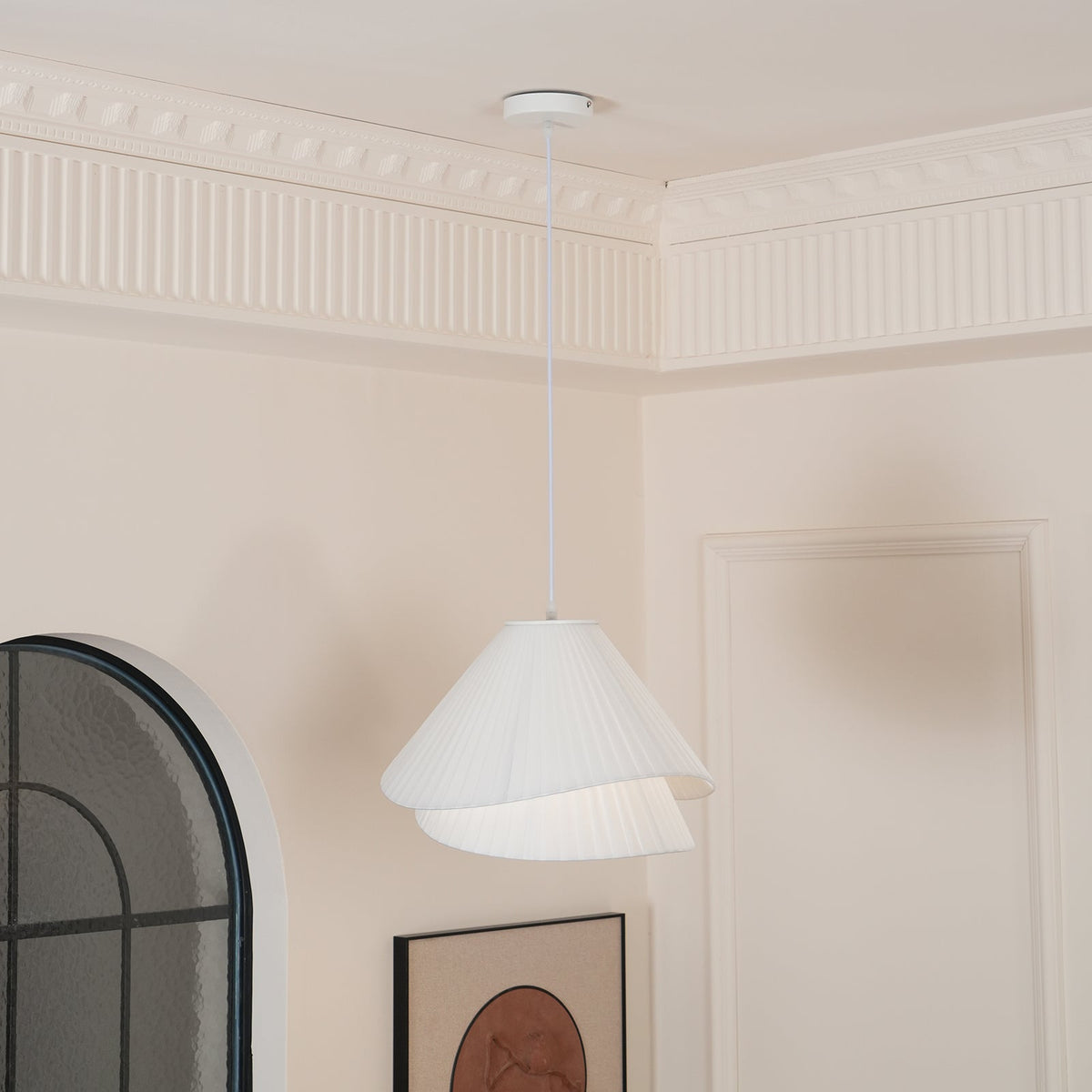 Tempo Pleated Pendant Light-Neutral Decor