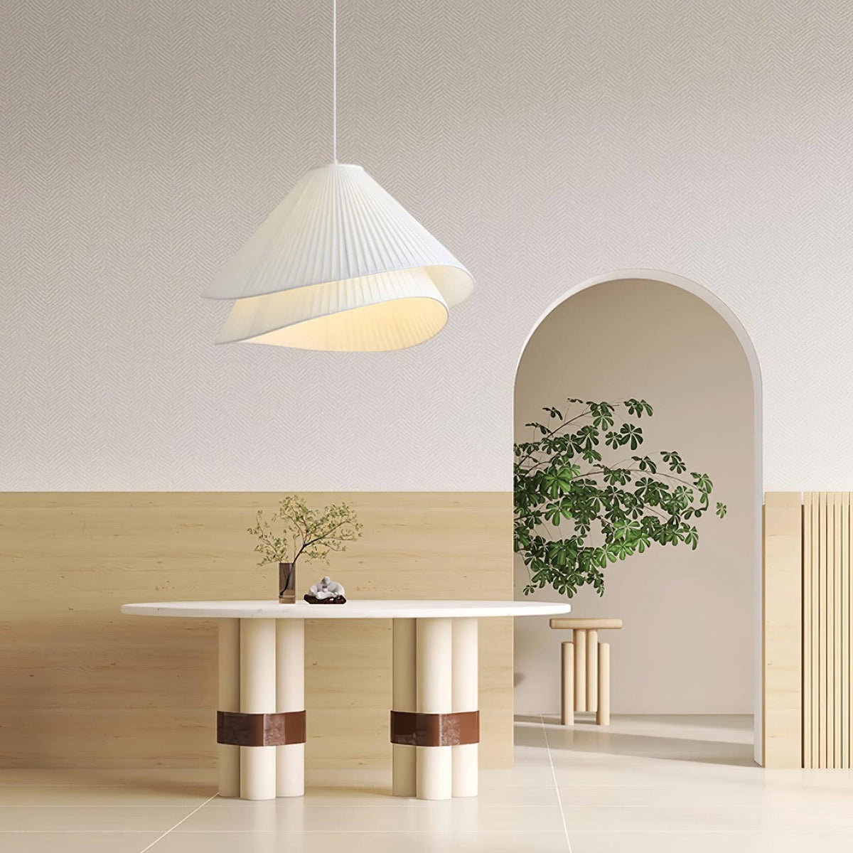 Tempo Pleated Pendant Light-Neutral Decor