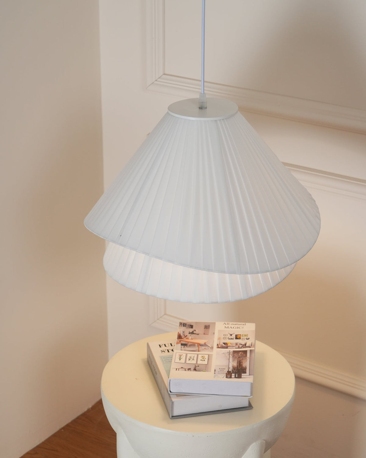 Tempo Pleated Pendant Light-Neutral Decor