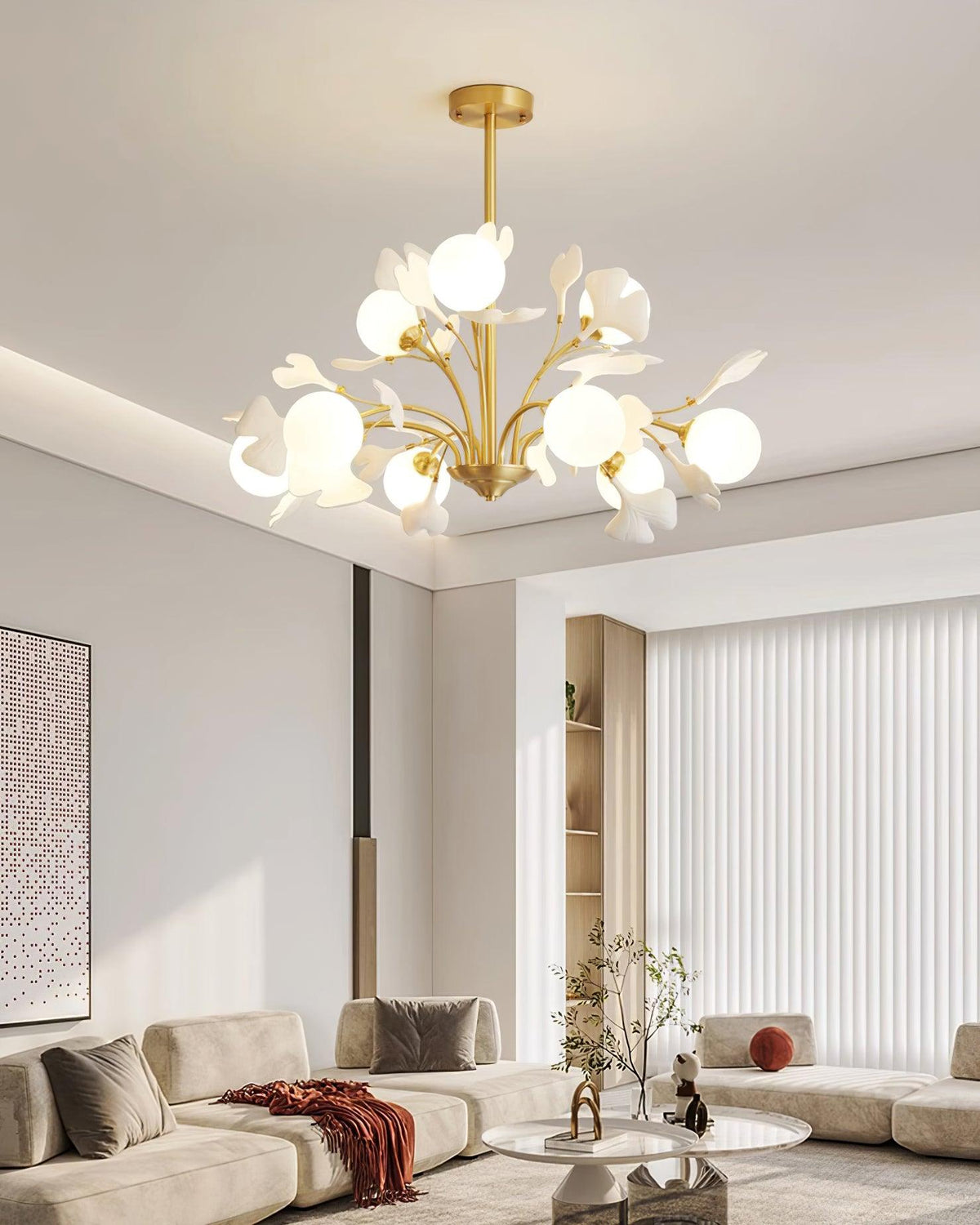 Teveno Lustre Feuille de Ginkgo Laiton Verre-Cielum