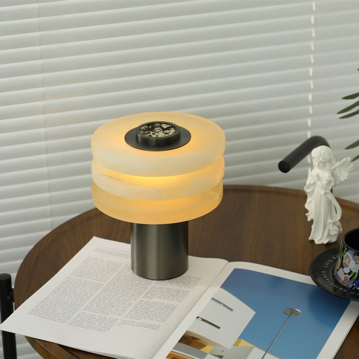 Pryt Lampe de Table en Albâtre Obélisque