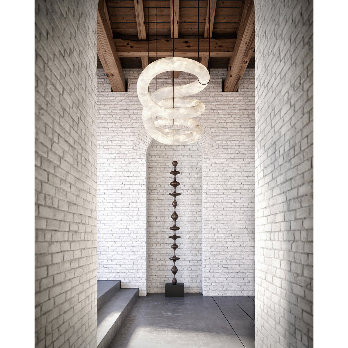 Syrinan Lustre Anneau Luxe Cuir Albâtre Minimaliste Moderne
