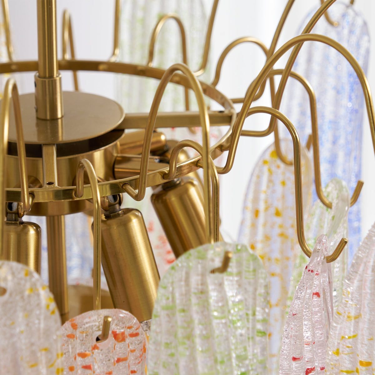 Chandelier Glass Petals Metal Frame Colorful Artistic Ambience-Neutral Decor