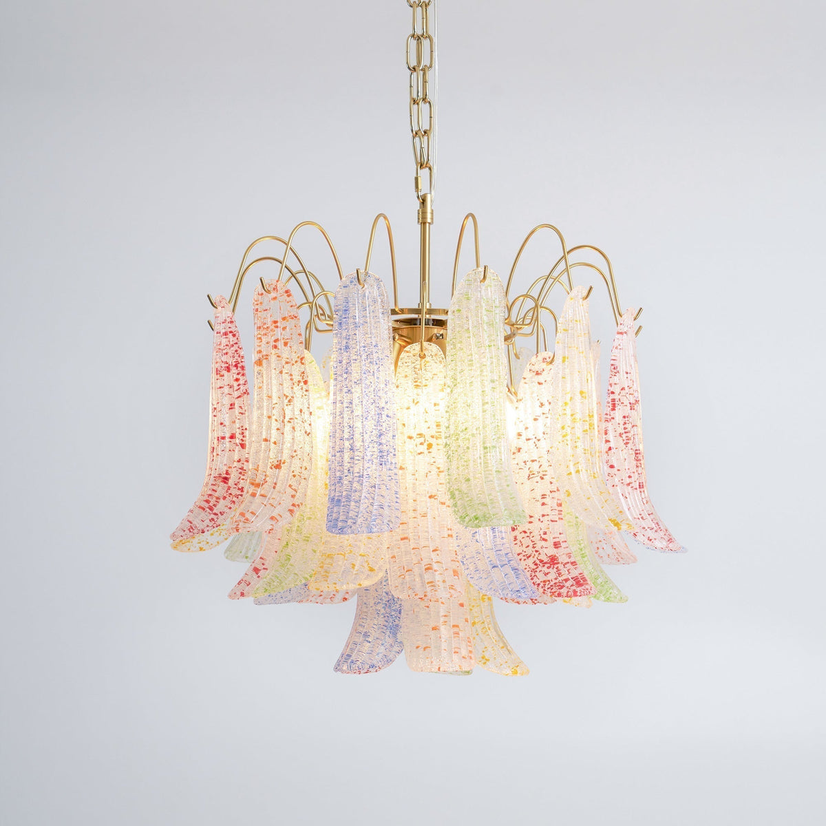 Chandelier Glass Petals Metal Frame Colorful Artistic Ambience-Neutral Decor