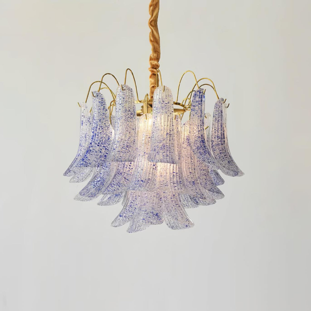 Chandelier Glass Petals Metal Frame Colorful Artistic Ambience-Neutral Decor