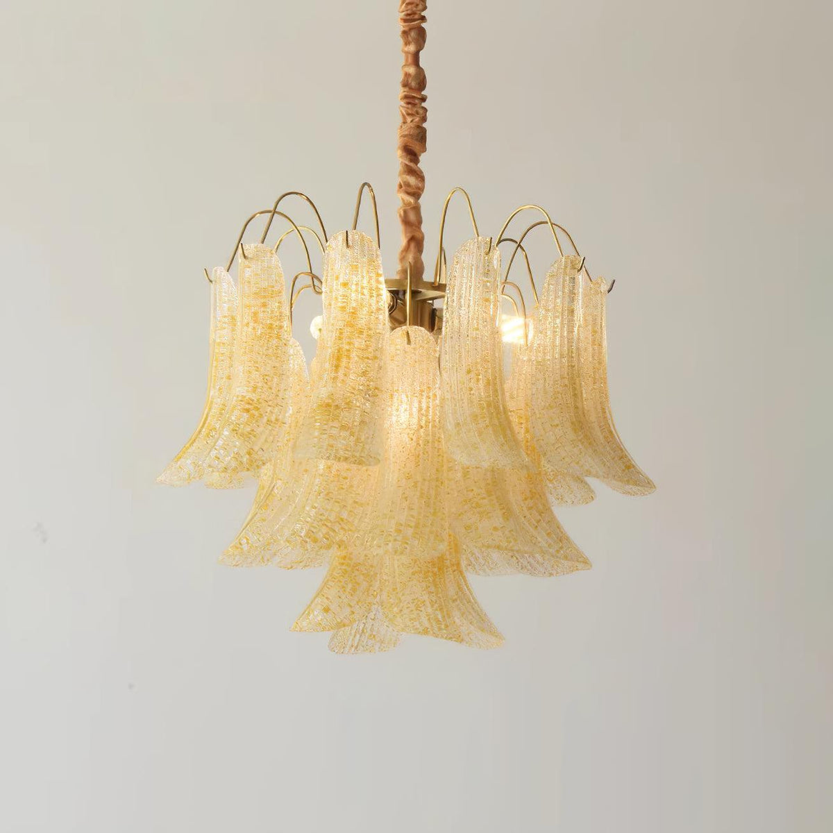 Chandelier Glass Petals Metal Frame Colorful Artistic Ambience-Neutral Decor