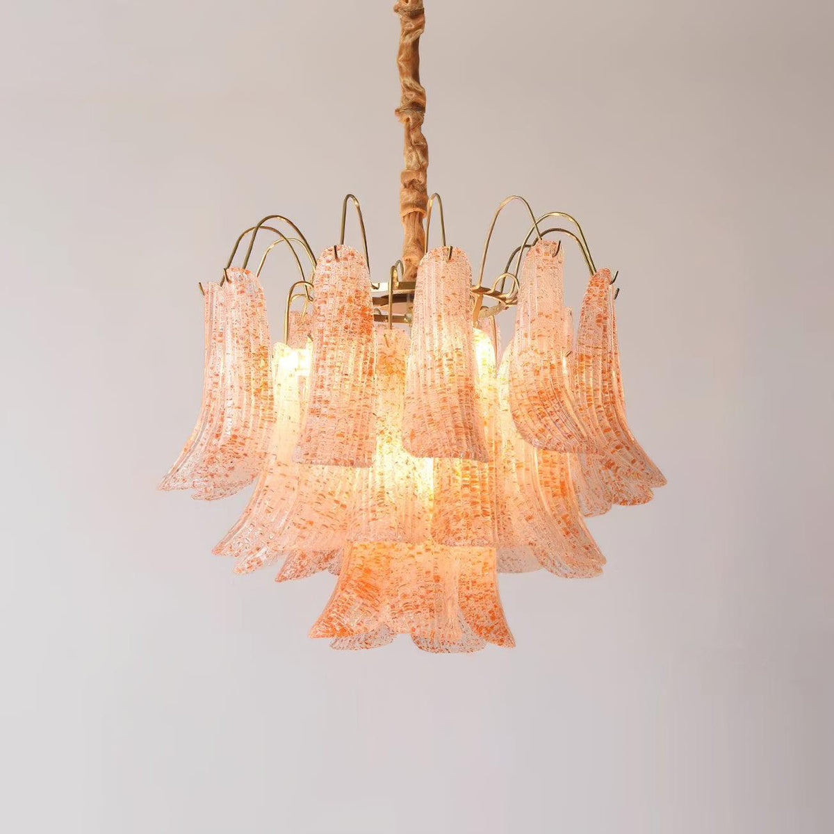 Chandelier Glass Petals Metal Frame Colorful Artistic Ambience-Neutral Decor