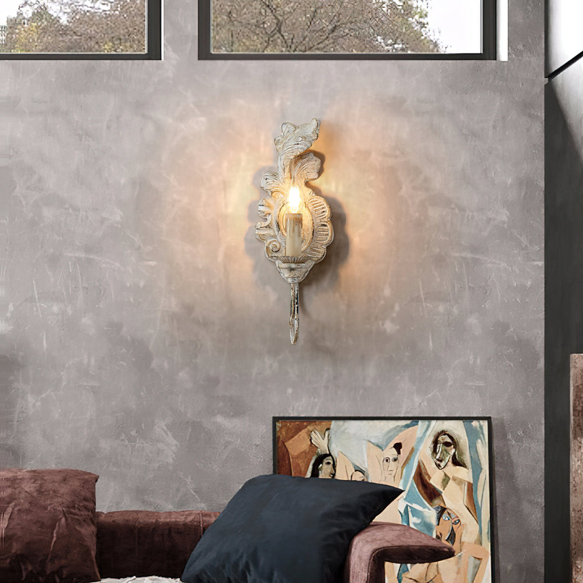 Olsilel Applique Murale Résine Métal Élégance Vintage