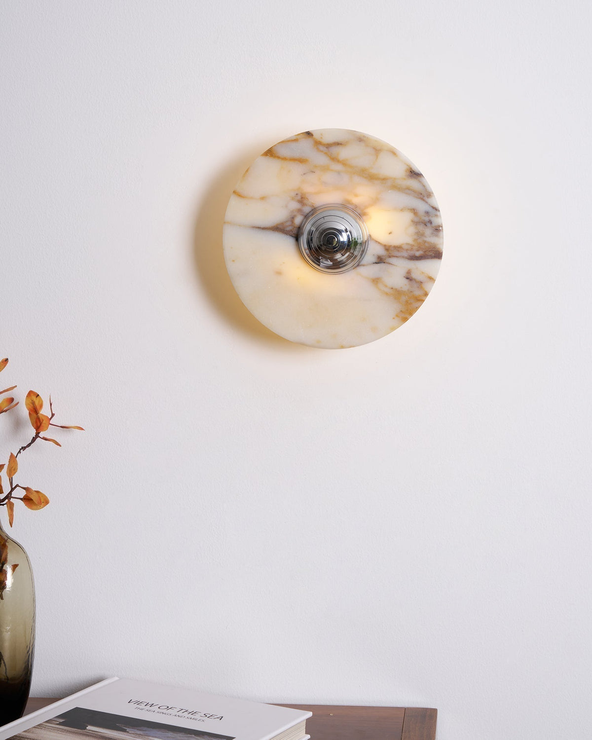 Wall Lamp Marble Disc LED Modern Light Fixture Multiple Colors-Neutral Decor