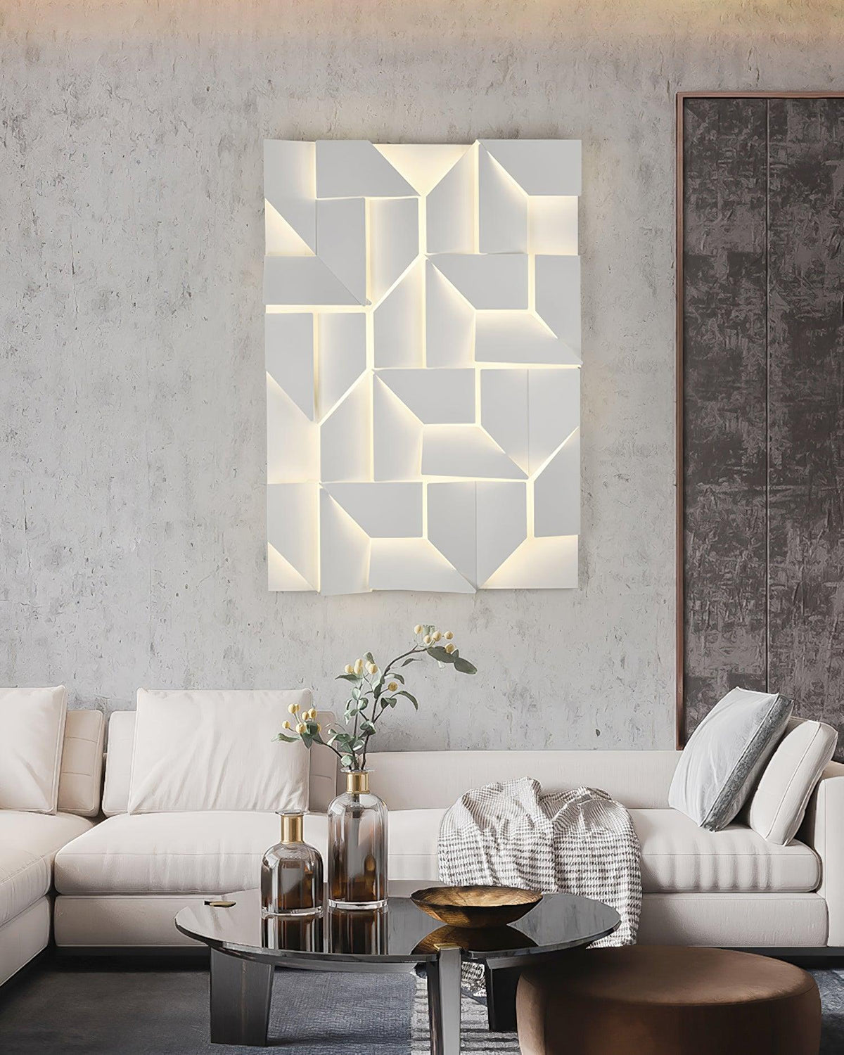 Wall Lamp 3D Geometric Panels Layered Light Art Remote Dimming Modern-Neutral Decor