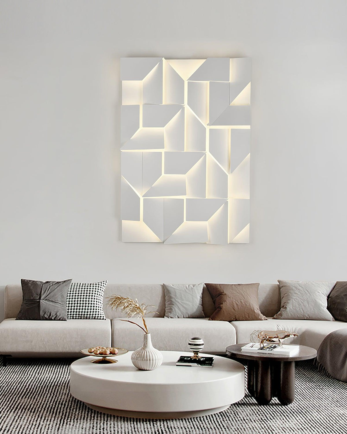 Wall Lamp 3D Geometric Panels Layered Light Art Remote Dimming Modern-Neutral Decor