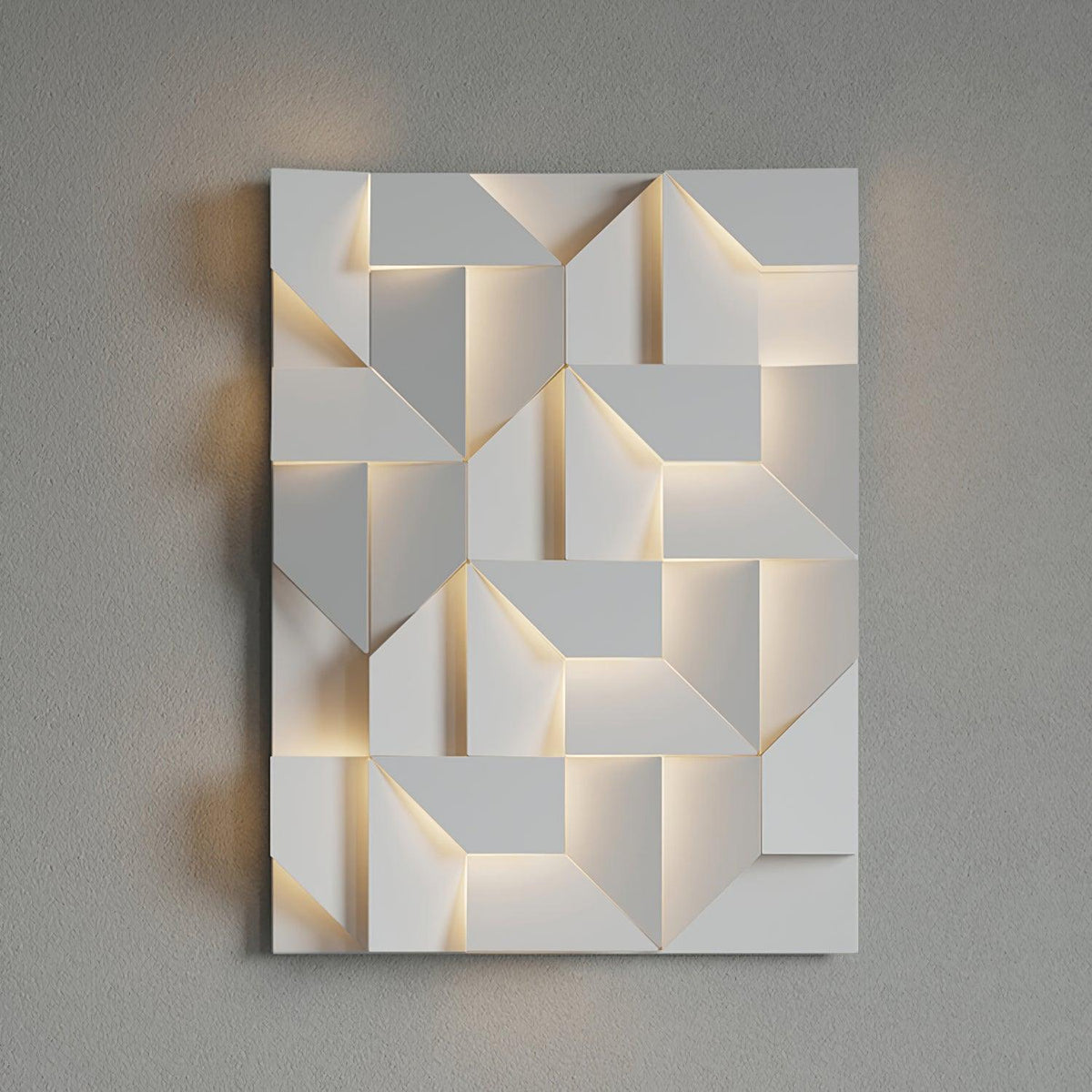 Wall Lamp 3D Geometric Panels Layered Light Art Remote Dimming Modern-Neutral Decor