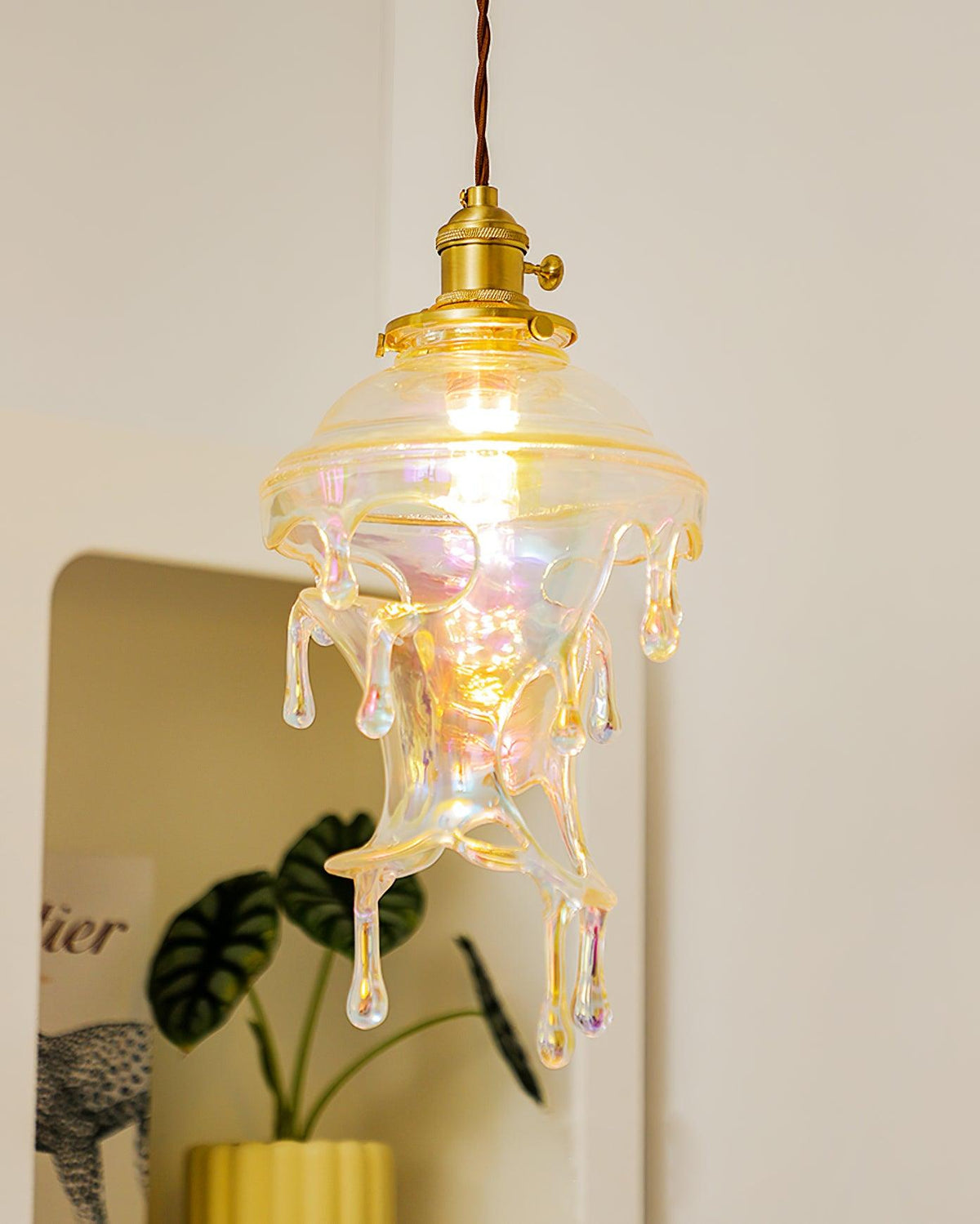 Pendant Lamp Iridescent Water Drop Shade Artistic Glow Contemporary-Neutral Decor