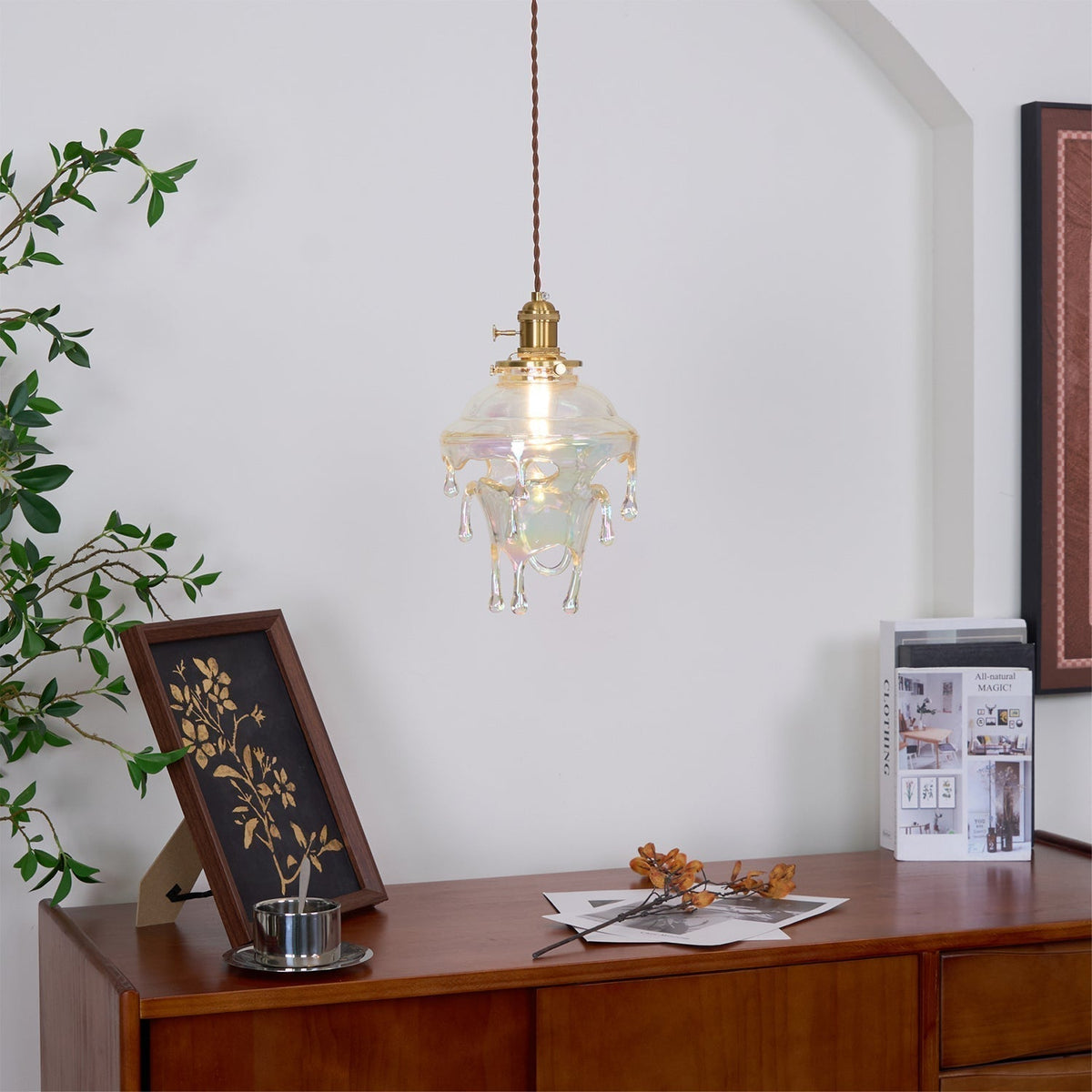 Pendant Lamp Iridescent Water Drop Shade Artistic Glow Contemporary-Neutral Decor