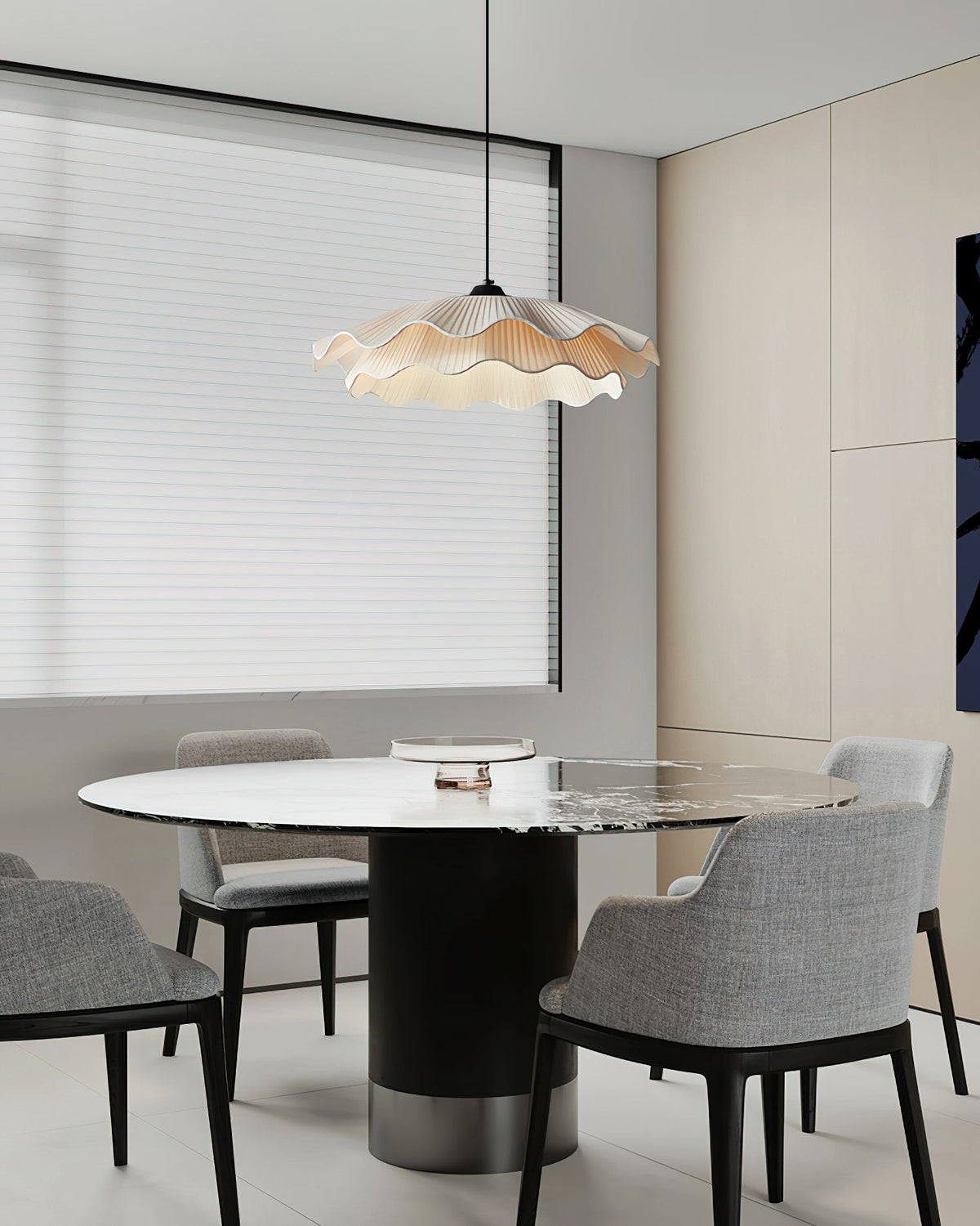 Calavie Wavy Pleated Pendant Light in Soft White-Neutral Decor