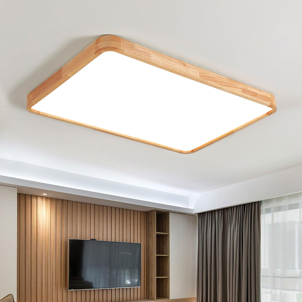 Keveny Lumière Plafonnière Géométrique en Bois LED-Cielum